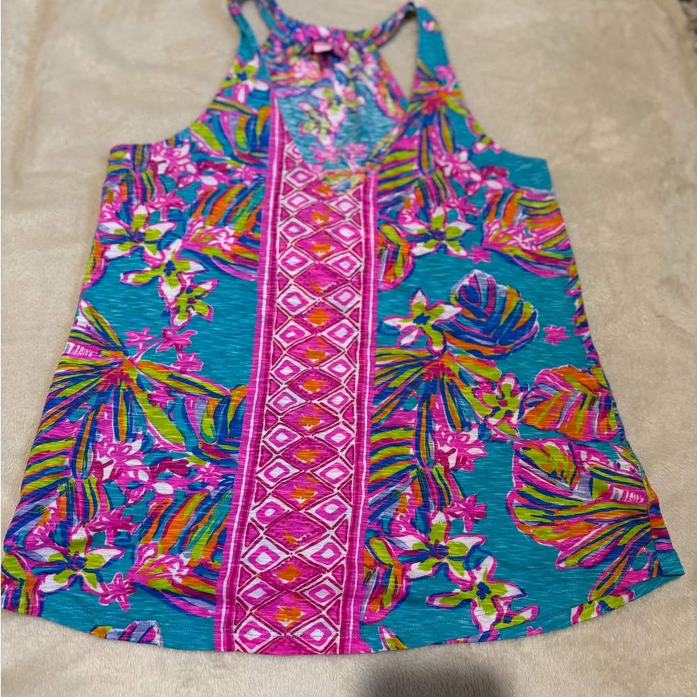 Lilly Pulitzer Tropical Print Tank Top - Blue and Pink